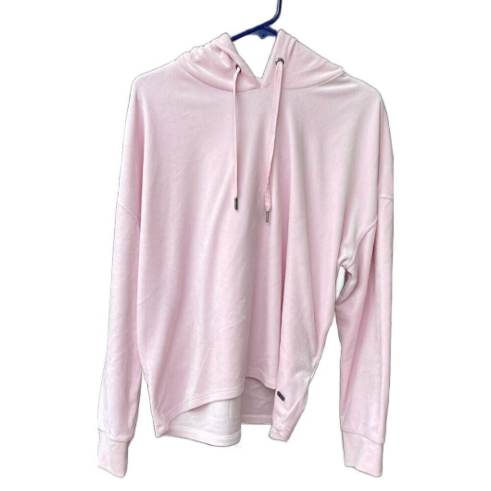 DNKY women’s size medium pink velour pullover hoodie athleisure wear casual .